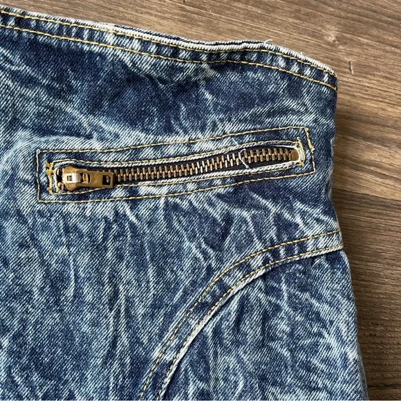 Vintage 80’s Chemin De Fer Acid Wash Midi Denim Pencil Skirt - Picture 3 of 7